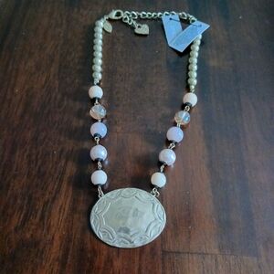 Chico's Gold and Cream Pendant Necklace